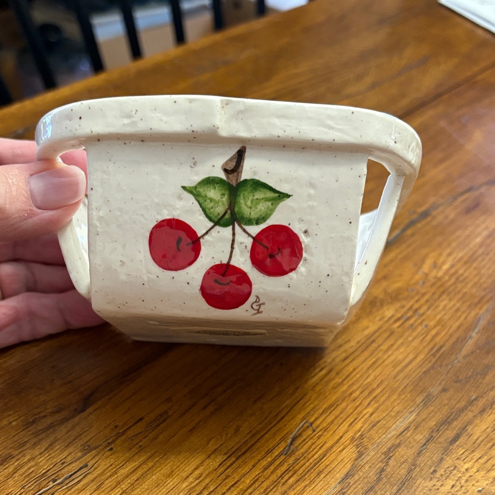 Cherry Design Ceramic Basket